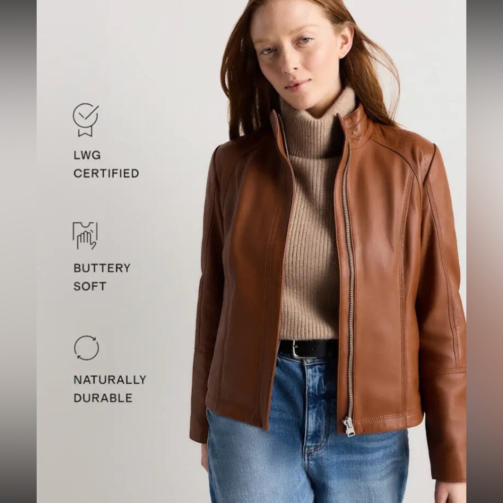 Quince Women 100% Leather
Stand-Collar Jacket Dark
Cognac Brown M - Picture 7 of 12